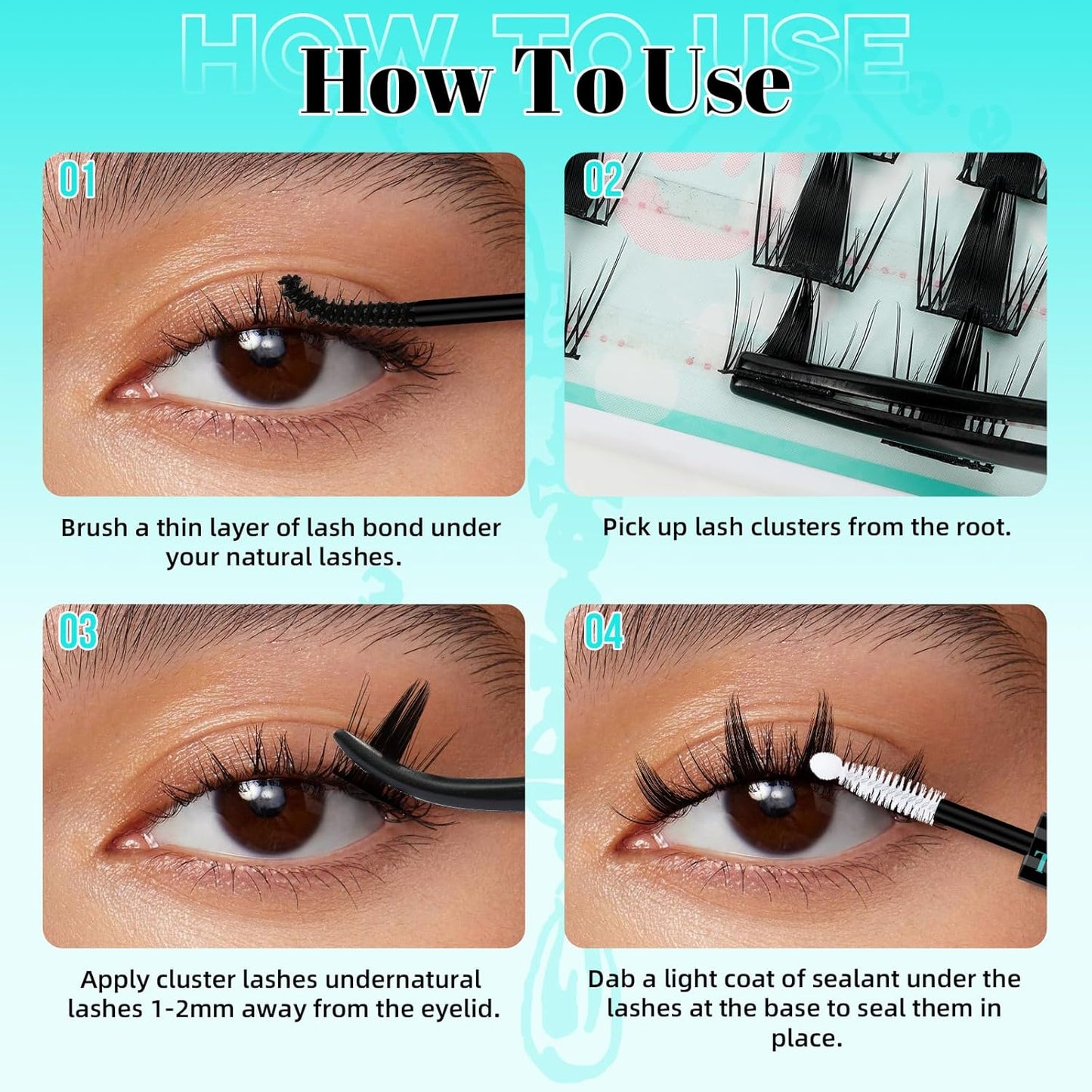 Manga Lash Clusters Wispy 128PCS Left & Right Volume Eyelash Extension,D Curl Wide Lash Band Lashes Cluster Eyelash Extensions Wet-Look Lashes Clusters(Daisy,D-12mm)