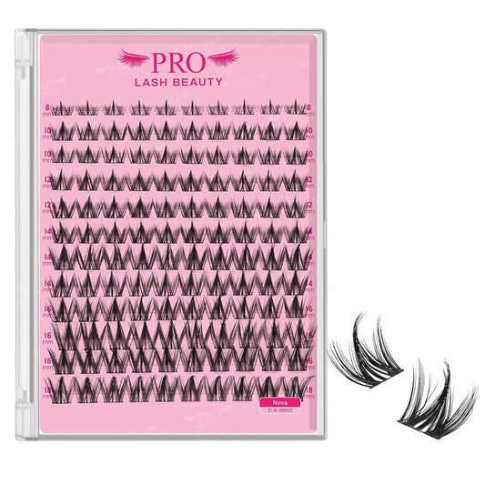 PRO LASHBEAUTY Manga Lash Clusters, Eyelash Clusters 8-18 Mixed Cluster Eyelash Extensions Mixed Lash Extension Reusable Soft & Comfortable (Nova,8-18mix)