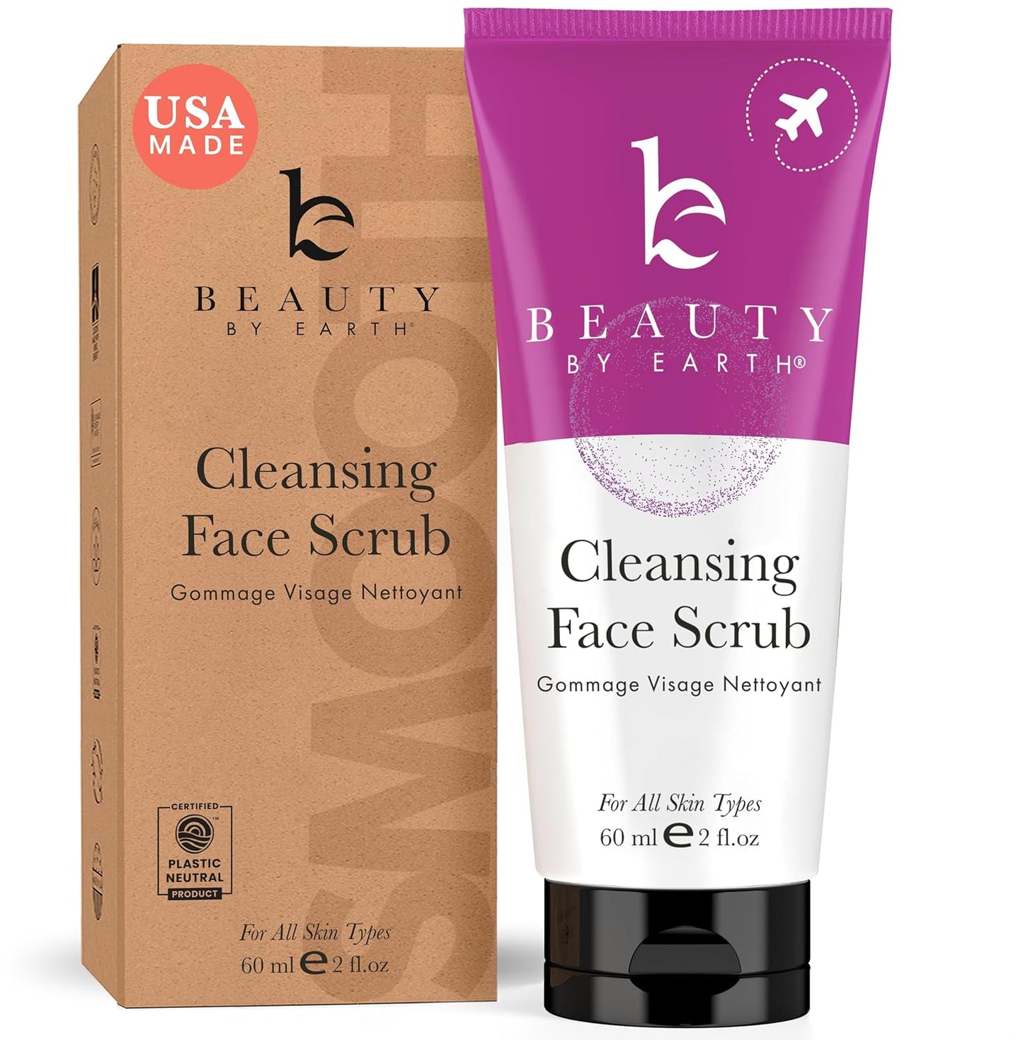 Facial Scrub Exfoliator - USA Made with Natural & Organic Ingredients, Gentle Exfoliating Face Wash for Sensitive & Acne Prone Skin, Microdermabrasion Scrub, Removes Dead Skin Cells (2 Fl Oz)