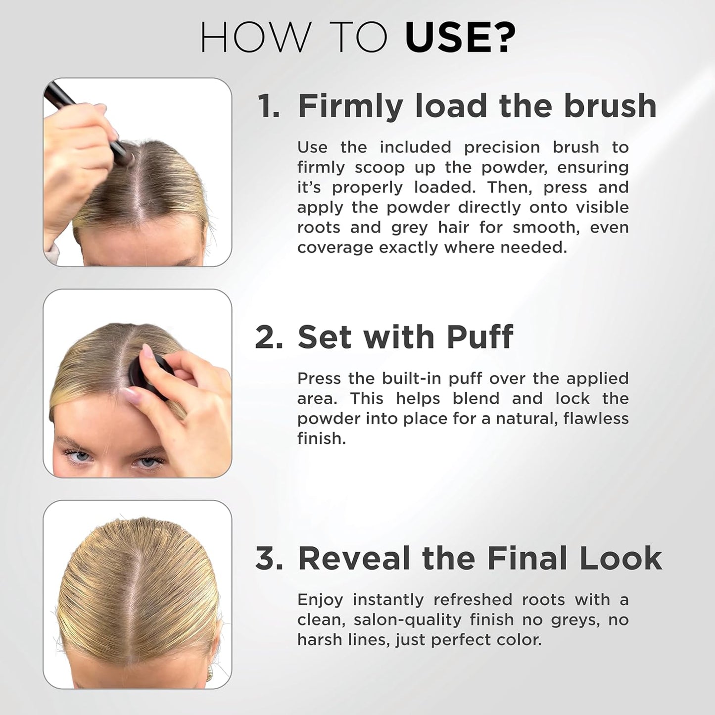 THICK FIBER Root Touch Up Powder for Thinning Hair Women - Water & Sweat Resistant Hair Loss Concealer Set with Brush (Blonde)