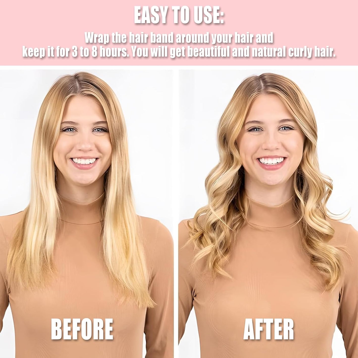 Pinkiou Heatless Curlers Overnight,Hair Curler to Sleep In, No Heat Hair Roller for Long & Short Hair, Heatless Curling Set with 2 Scrunchies (Black)