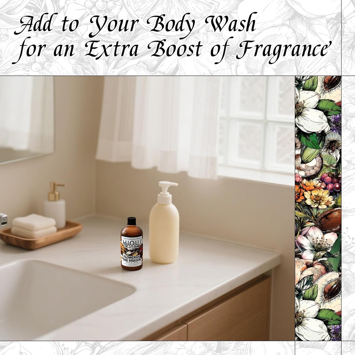 HIQILI Flower of The Dragon Fragrance Oil for Diffuser, Inspired by Td.Orient Fiore-deDrago, Candle, Soap, Perfume & Linen Spray Making, Vanilla Cream Scent, Long-Lasting Aroma - 5.07 Fl Oz