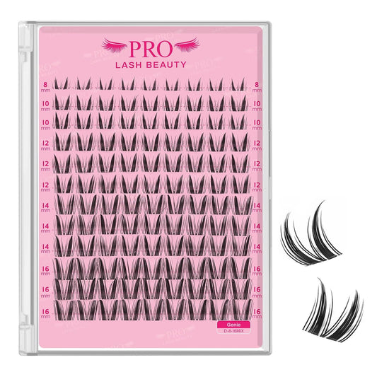 PRO LASHBEAUTY Manga Lash Clusters, Eyelash Clusters 8-16 Mixed Cluster Eyelash Extensions Mixed Lash Extension Volume Reusable Soft & Comfortable (Genie,8-16mix)