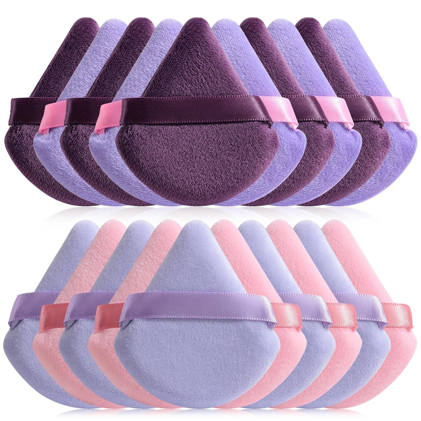 BS-MALL Triangle Puffs, Makeup Sponge Set 20 Pieces, Cosmetic Applicators for Foundation, Powder, Blush Large Pack (Purple)
