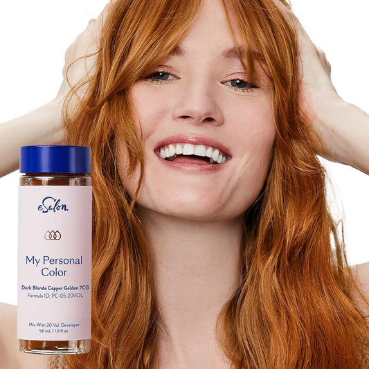 eSalon Permanent Hair Color & Hair Dye Complete Kit - Dark Blonde Copper Gold - Personal Colorist Kit for Up To 100% Gray Coverage for All Hair Types - Professional-Grade Ammonia-Free Hair Dye