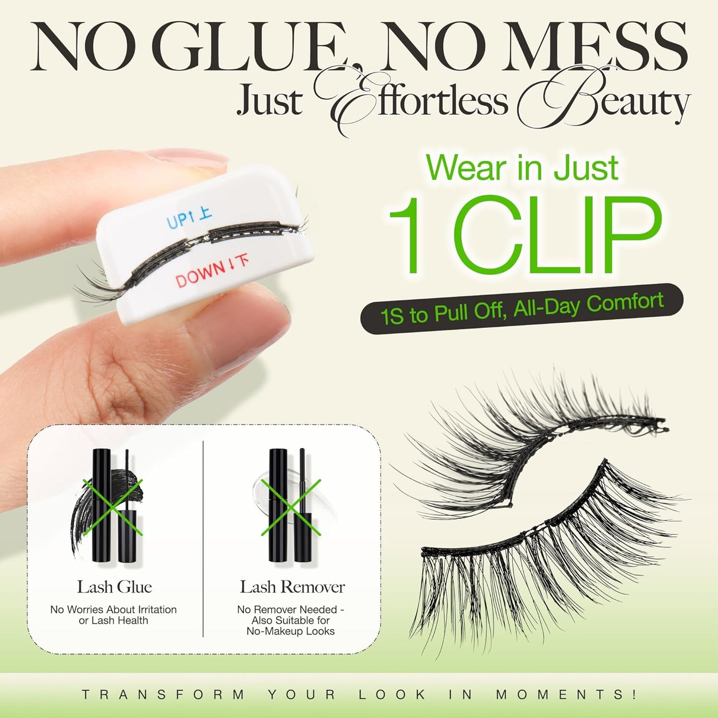 LASHVIEW Magnetic Eyelashes Natural Look, Reusable Soft Magnetic Lashes Kit with Applicator, No Glue Needed, Windproof & Waterproof for All-Day Comfort 2 Packs (L01)