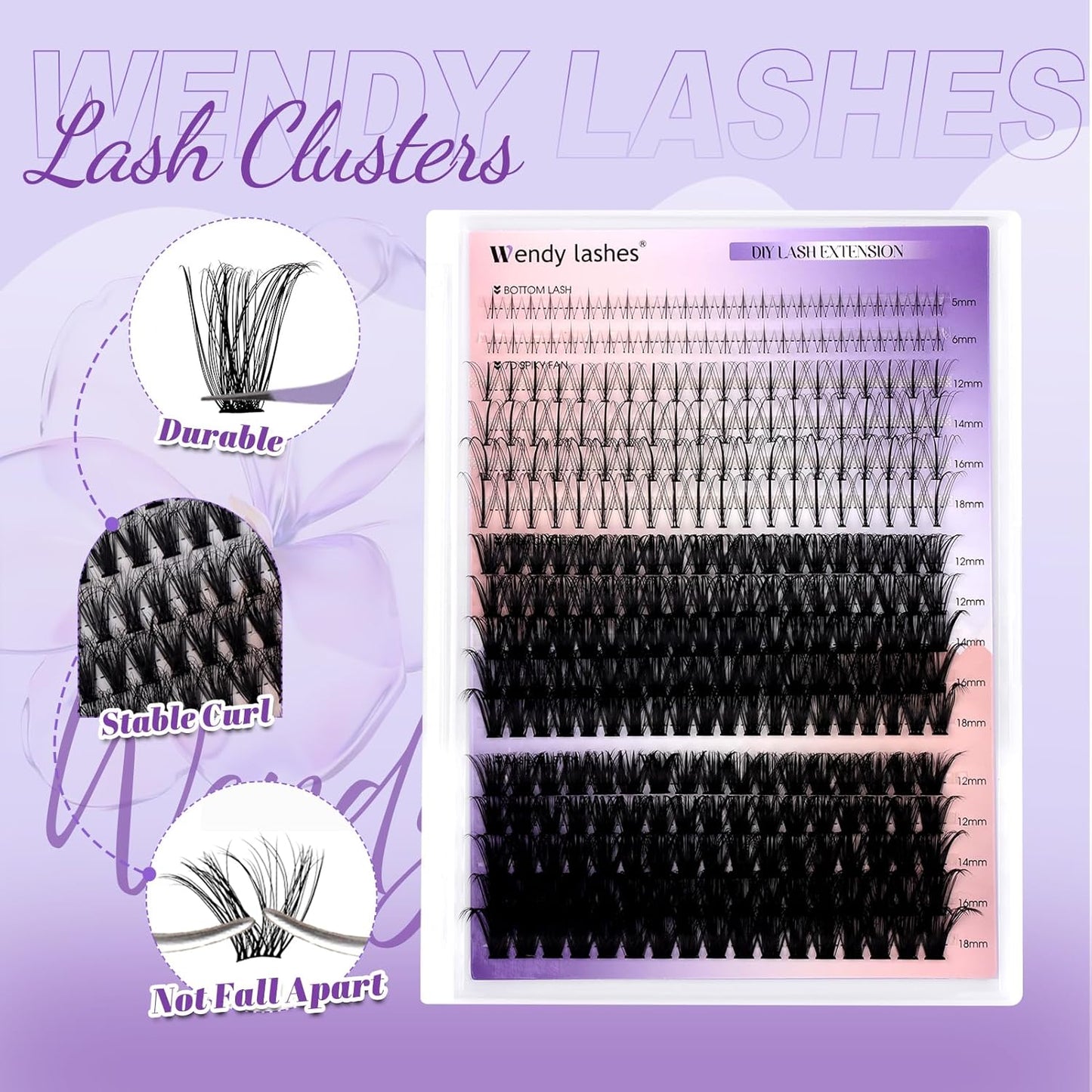 Lash Clusters With Bottom Lashes 356PCS 60D/80D Multi-types Fluffy Lash Clusters C/D Curl Wispy Individual Lashes Spike Volume Cluster Eyelash Extensions By Wendy Lashes(60/80D-0.07D)