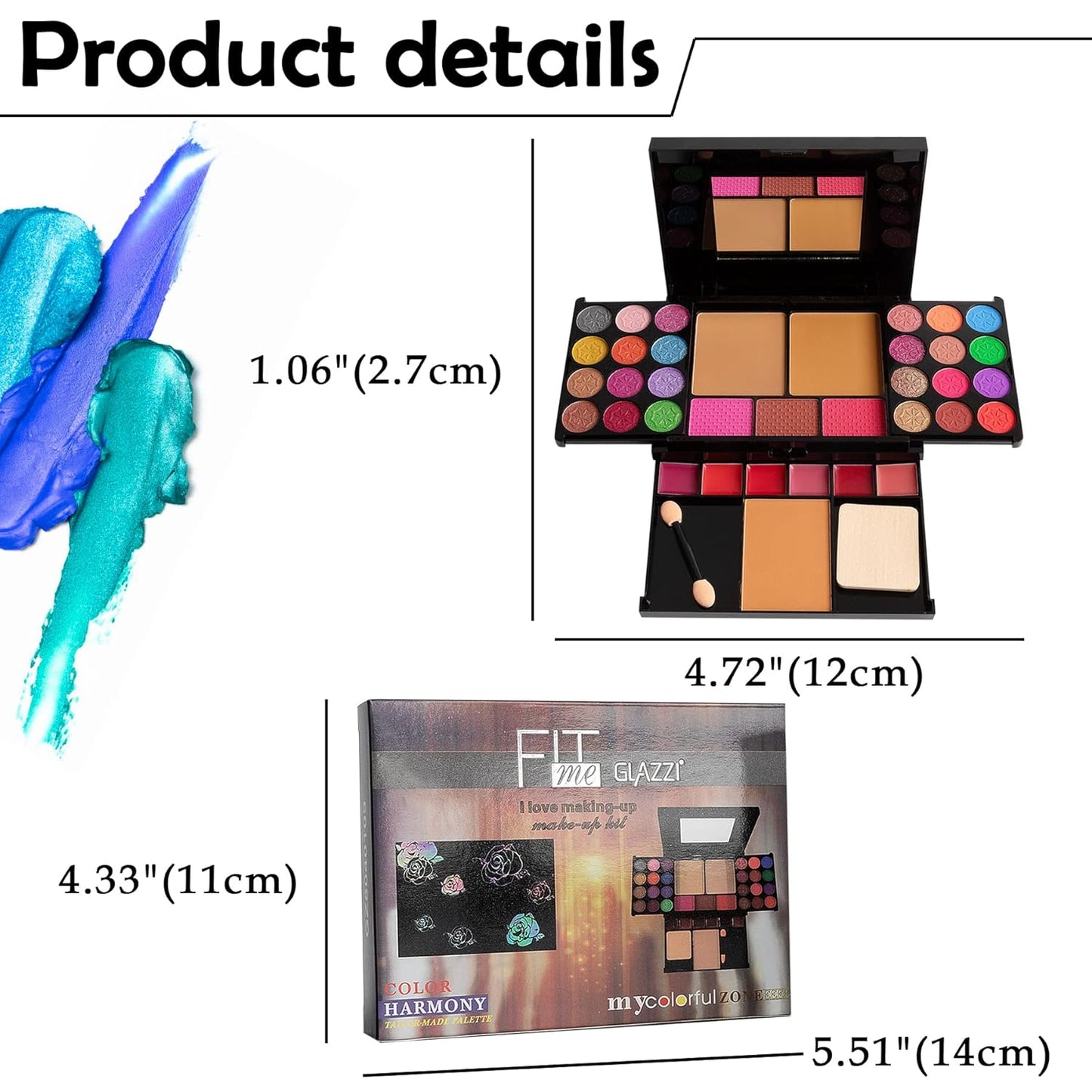 All in One Makeup Kit - 36 Eyeshadow Palette, 28 Lip Gloss, 4 Concealer, 3 Blusher, 1 Highlight & Contour, Bronzer, Glitter Cream, 1 Brush - Face Eye Make Up Set Gift for Beginners And Pros