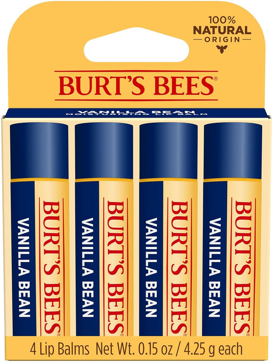 Burt's Bees 100% Natural Moisturizing Lip Balm, Vanilla Bean - 4 Tubes