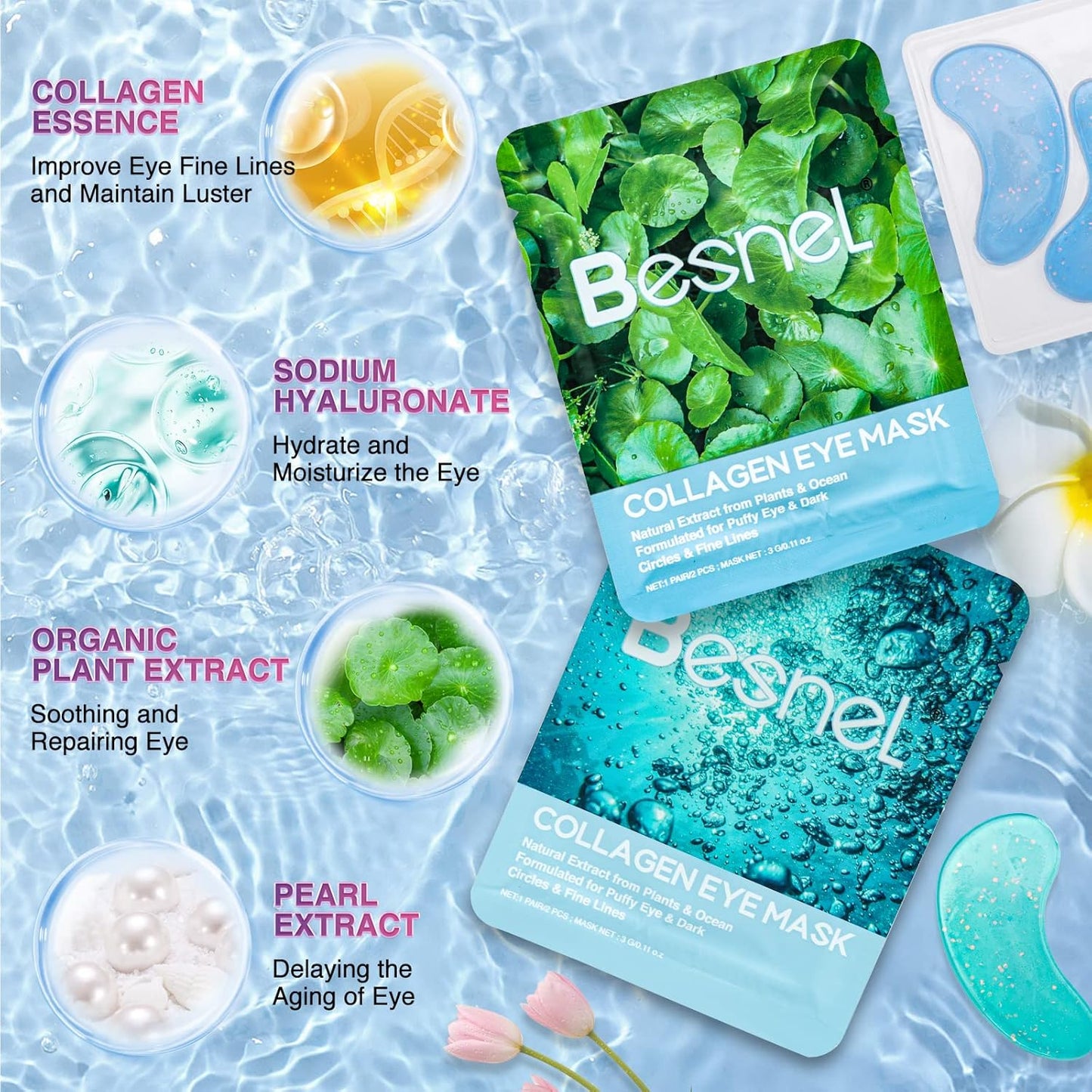 Eye Gels Pads 32 Pairs，Under Eye Patches Helps Reduce Puffy Eyes，Wrinkles and Dark Circles，Eye Mask with Collagen Protein，Pearl Extract and Hyaluronic Acid，Beauty & Personal Care