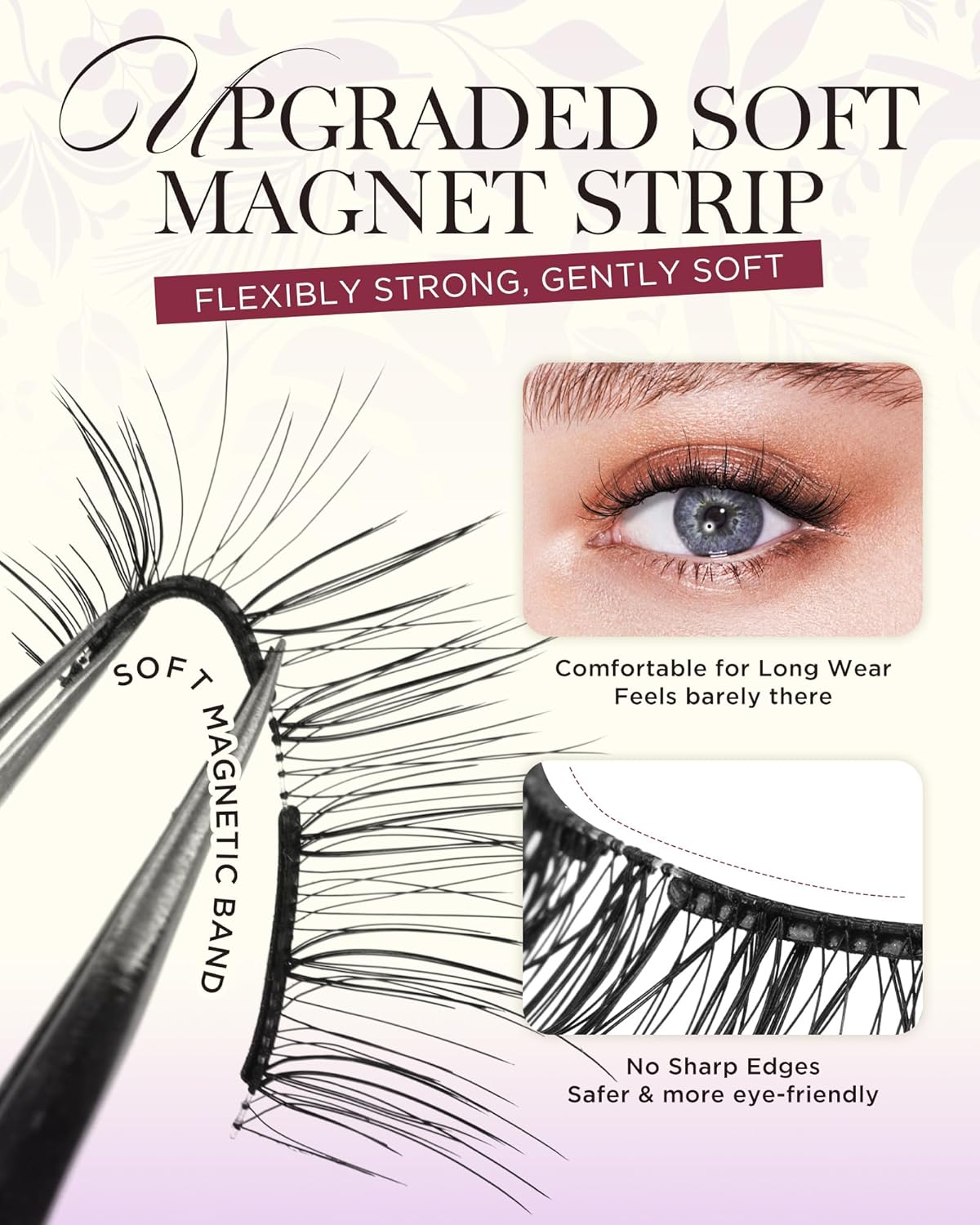 BEYELIAN Magnetic Eyelashes with Applicator, Soft Magnetic Lashes Natural Look Comfortable & Secure Fit Easy to Apply Reusable (1 Pairs, CS02)