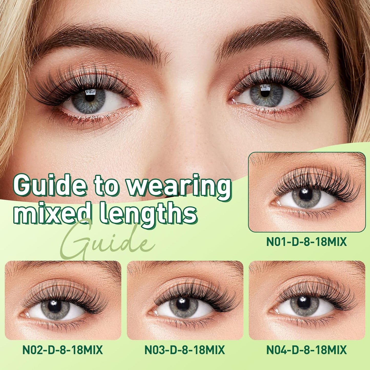 Natural Lash Clusters Wispy Eyelash Clusters 144 pcs Cluster Eyelash Extensions D Curl Individual Lashes 8-18MIX Mix Length Light and Natural Lashes Look with Thin Lash Band by KEYYOU(N03-8-18MIX-D)