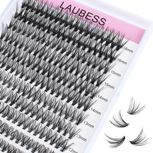 Lash Clusters LAUBESS Individual Lashes Waterproof Eyelash Clusters Mixed Tray Cluster Eyelash Extensions Soft Cluster Lashes for Beginners(30D-0.07C-9-16)