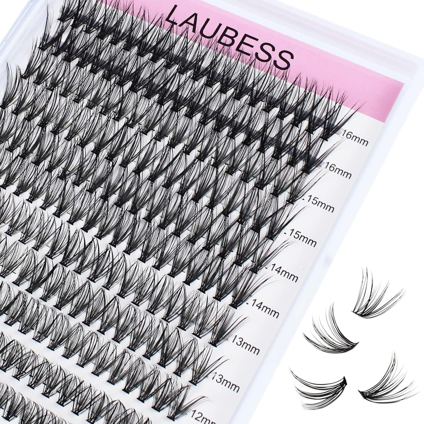 Lash Clusters LAUBESS Individual Lashes Waterproof Eyelash Clusters Mixed Tray Cluster Eyelash Extensions Soft Cluster Lashes for Beginners(30D-0.07D-9-16)
