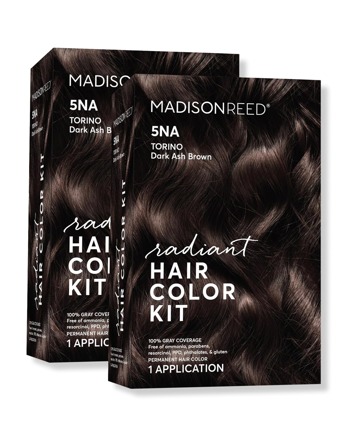Madison Reed Radiant Hair Color Kit | 5NA Dark Ash Brown with Cool Smoky Undertones (Torino Brown) for 100% Gray Hair Coverage | Dimensional Permanent Hair Dye | PPD-Free & Ammonia-Free | 2 Pack