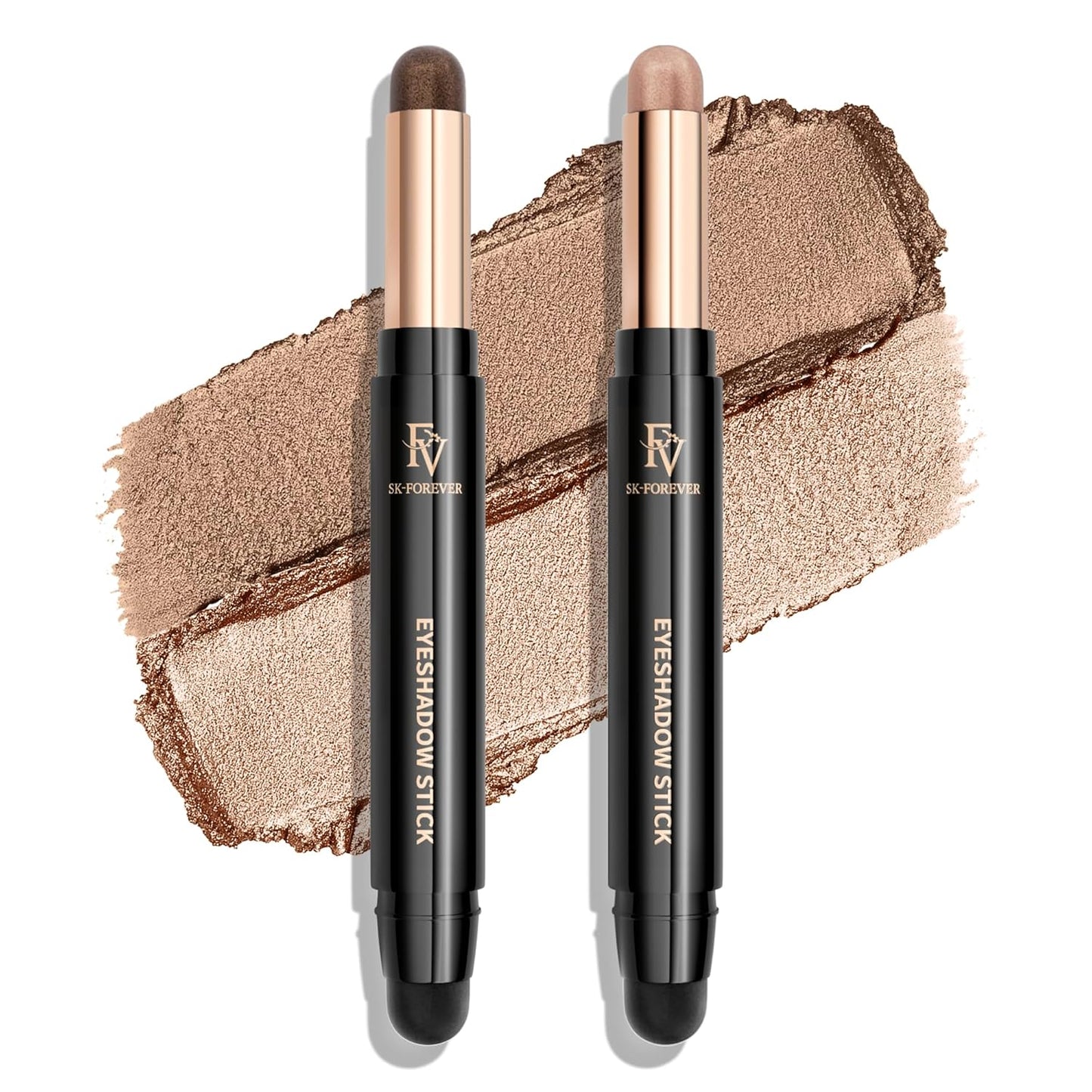 FV Waterproof Eyeshadow Stick Duo,Long-Lasting Cream Eye Shadow Makeup Sets, High Pigmented Eyeshadow Pencil with Shimmer Finish, Natural Look (Golden & Champagne)