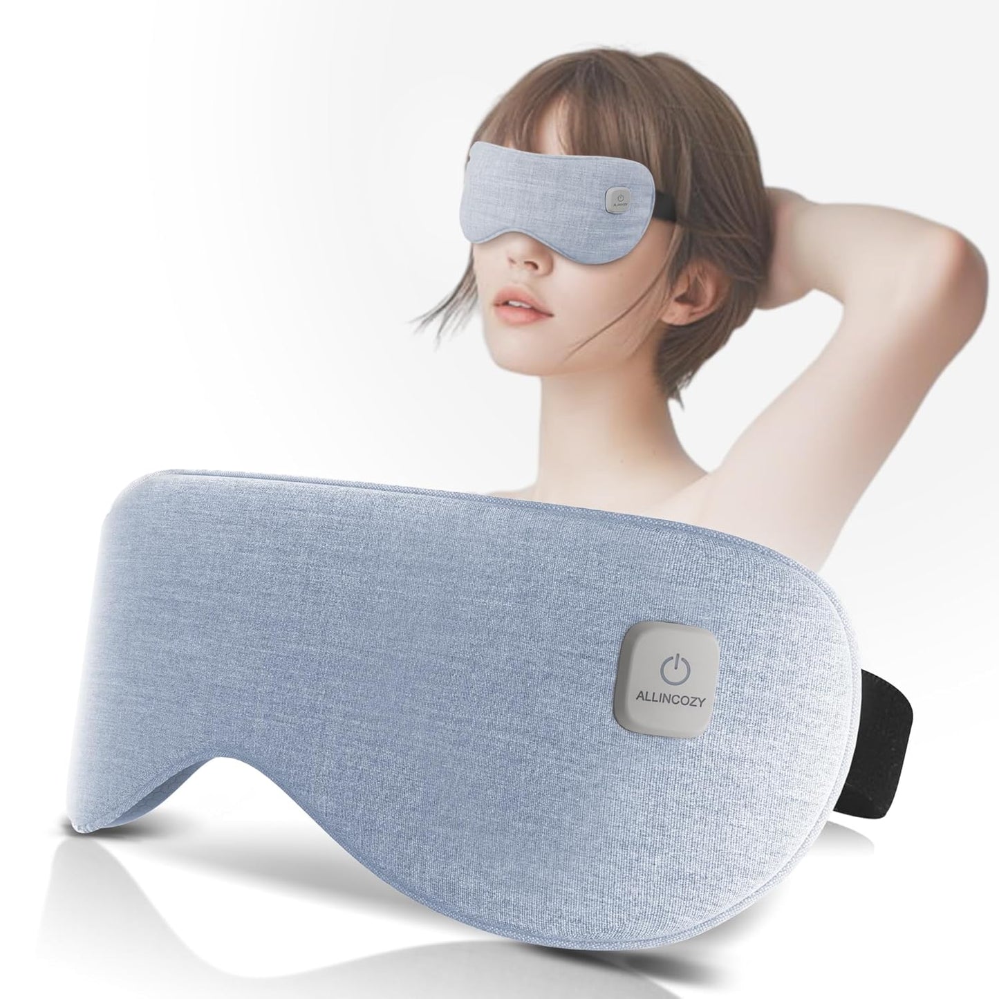 Graphene Heated Eye Mask - Cordless Warm Eye Compress for Dry Eyes with Temperature Control - Washable Eye Heating Pad for Sleep, Travel, Dark Circles, MGD, Blepharitis, Puffy Eyes