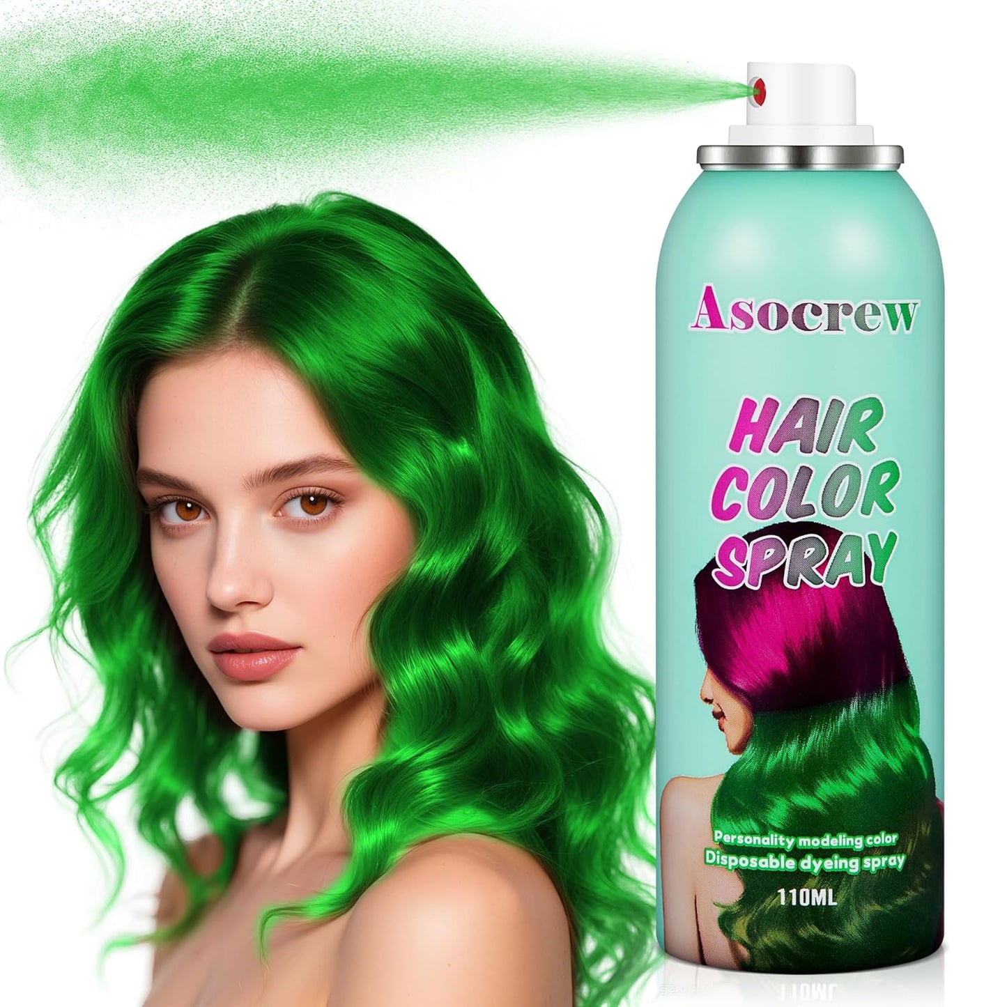 Green Hair Spray,Hair Color Spray Dye,Temporary Hair Color Spray,Hair Wax Dye Pomades,Washable Hair Coloring Natural Hair Strong Style Gel Cream Hair Dye for Party,Hollowen,Cosplay(Green)