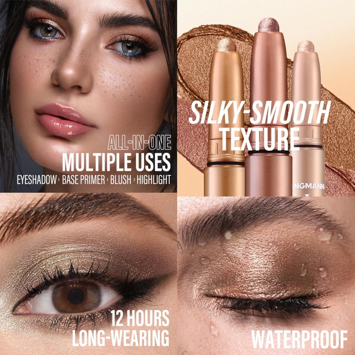 Jolilab Eyeshadow Stick Set, 2 Colors Matte Professional Bright-Colored Contouring and Highlight Stick, Waterproof Long Lasting High Pigmented Eye Shadow. (2, 06+07 2pcs)