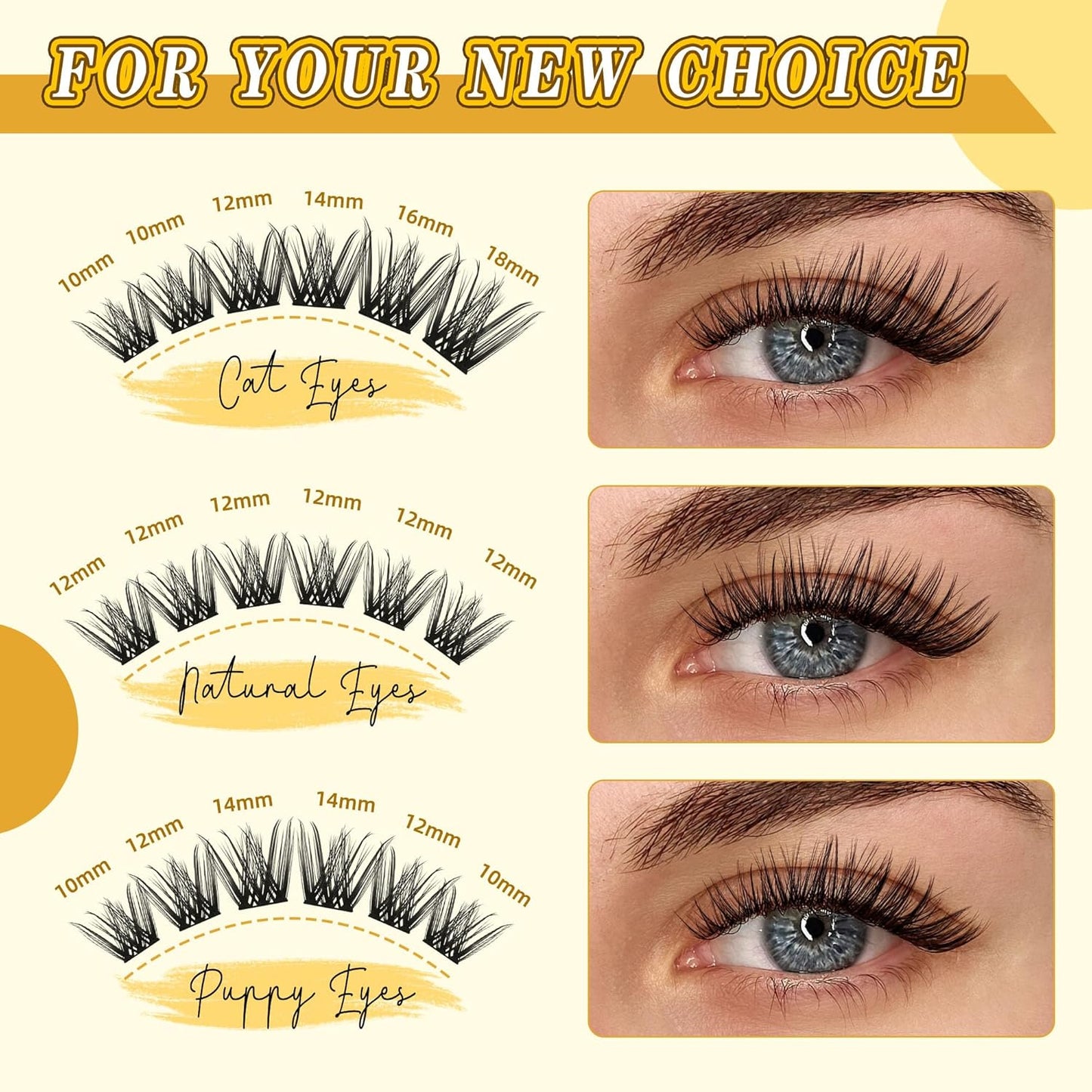 Eyelash Cluster 10-18mm Wispy Eyelash Clusters D Curl DIY Lash Extension Natural Lash Clusters Individual Lashes (LF01 Lashes Only)