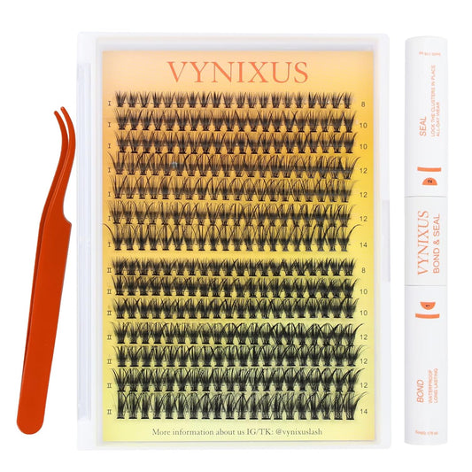 Lash Clusters Kit Eyelash Clusters DIY Lash Extension Kit with Lash Bond and Seal Waterproof Tweezers Cluster Eyelash Extensions Kit (Set 30D/40D-0.07D-Mix8-14)