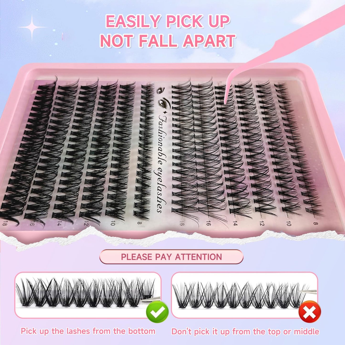 Lash Extension Kit DIY 240pcs Lash Clusters Eyelash Extension Kit, 8-16mm 30D 60D Individual Lashes Kit with Lash Bond and Seal, Lash Tweezers for Self Use (30D&60D, 0.07D, 8-16mm, Kit)