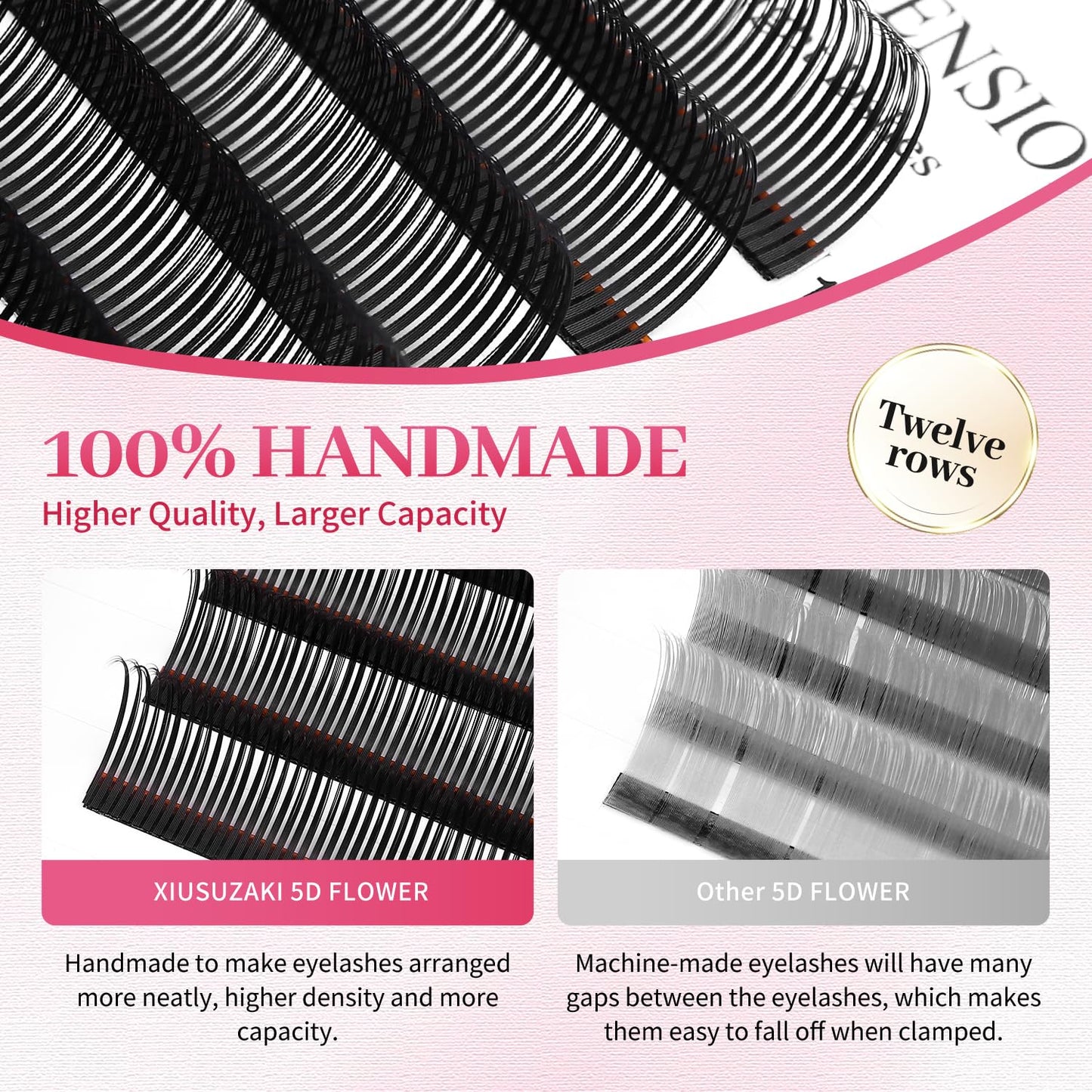 5D Flower Lash Extensions Spikes Lashes 0.07 Matte Black D Curl Lashes 15mm Volume Eyelash Extension Lash Trays Professional Use(5D Flower,0.07-D,15mm)