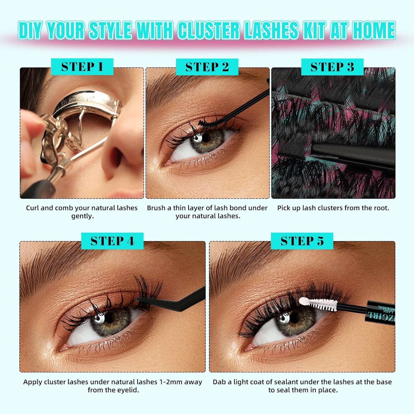 Lash Clusters 320Pcs 80D 100D Eyelashes Cluster D Curl Individual Wispy Lashes Cluster for DIY Cluster Eyelash Extensions at Home for Beginners (Mix10-16mm)