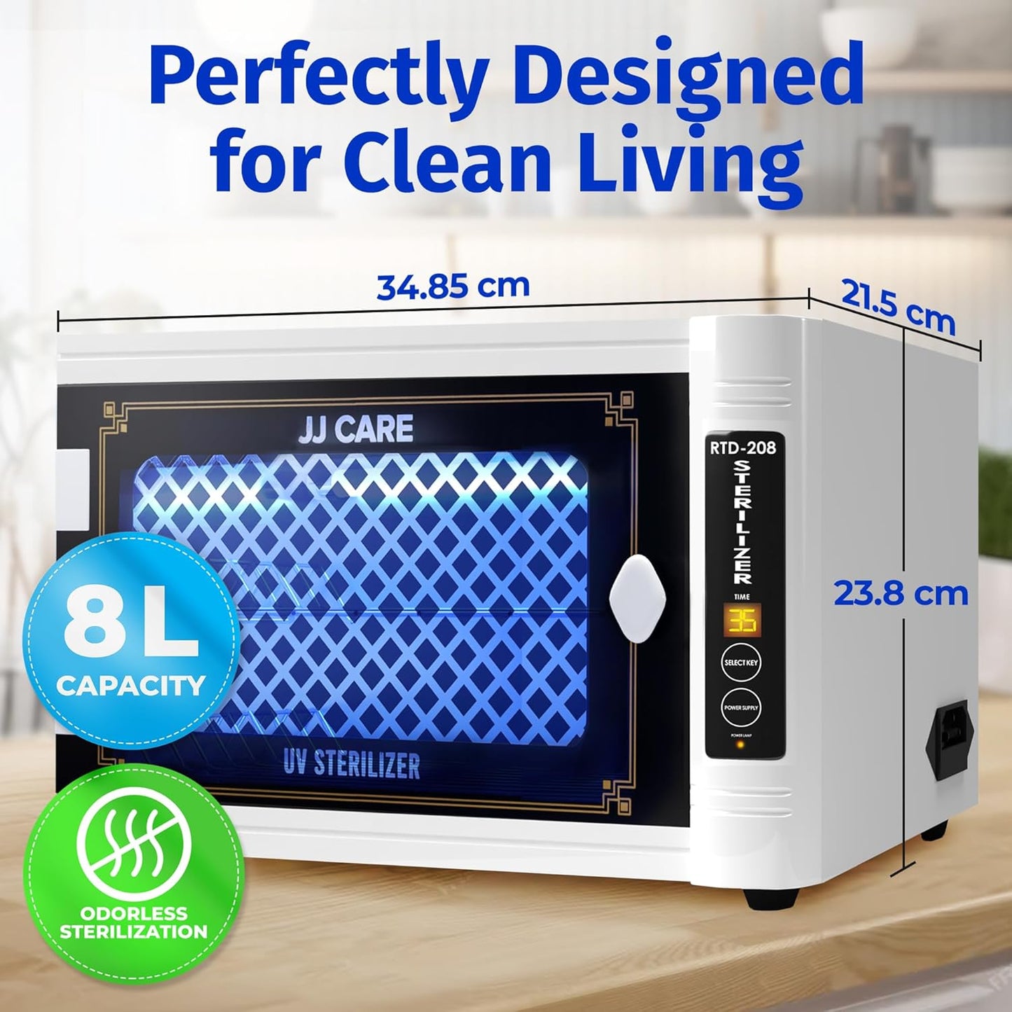 JJ CARE UV Sanitizer Cabinet – 8L Capacity, LED Timer, 99% UV Killing Efficiency, Professional UV Sanitizing Cabinet for Salon, Spa, Office, and Home Use