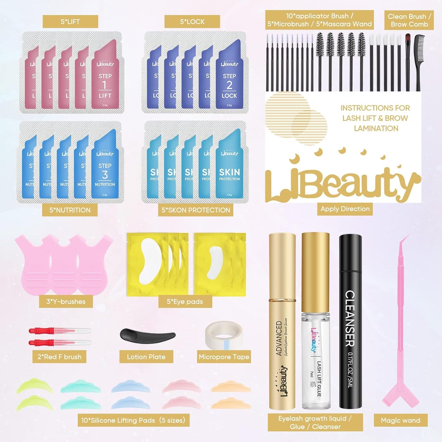 Libeauty Eyelash lift kit Brow Lamination Kit with Lash Growth Serum New Eyebrow Perm Kit Can Last 6-8 Weeks Home & Salon Use Black