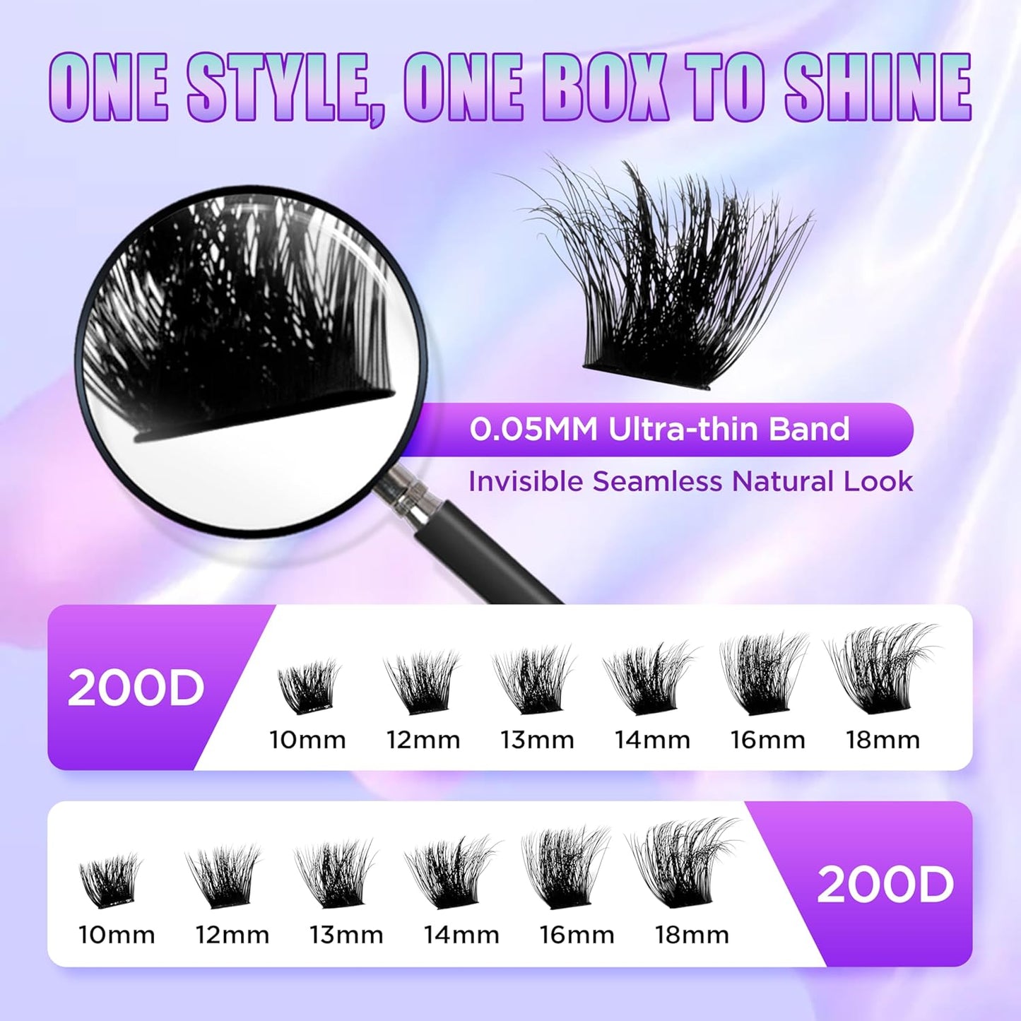 Lash Extension Kit DIY Lash Clusters Kit Eyelash Extensions Individual Lashes Extensions with (Lash Bond and Seal,Tweezers,280Pcs, 200D,10-18mm)