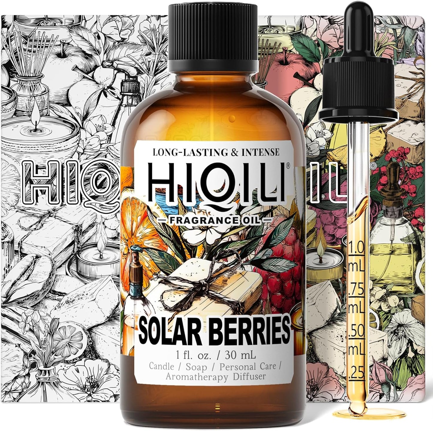 HIQILI Solar Berries Fragrance Oil - Perfect for Making Candles, Bath Bombs, Perfume, Reed Diffuser Oil Refill, Home & Office - 1 Fl Oz
