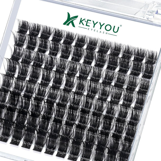 Lash Clusters 96pcs Cluster Lashes D Curl 8-18MIX DIY Lash Extensions Eyelash Clusters KEYYOU Volume Wispy Individual Lashes Soft&Comfortable Easy DIY at Home(Y04,D-8-18MIX)