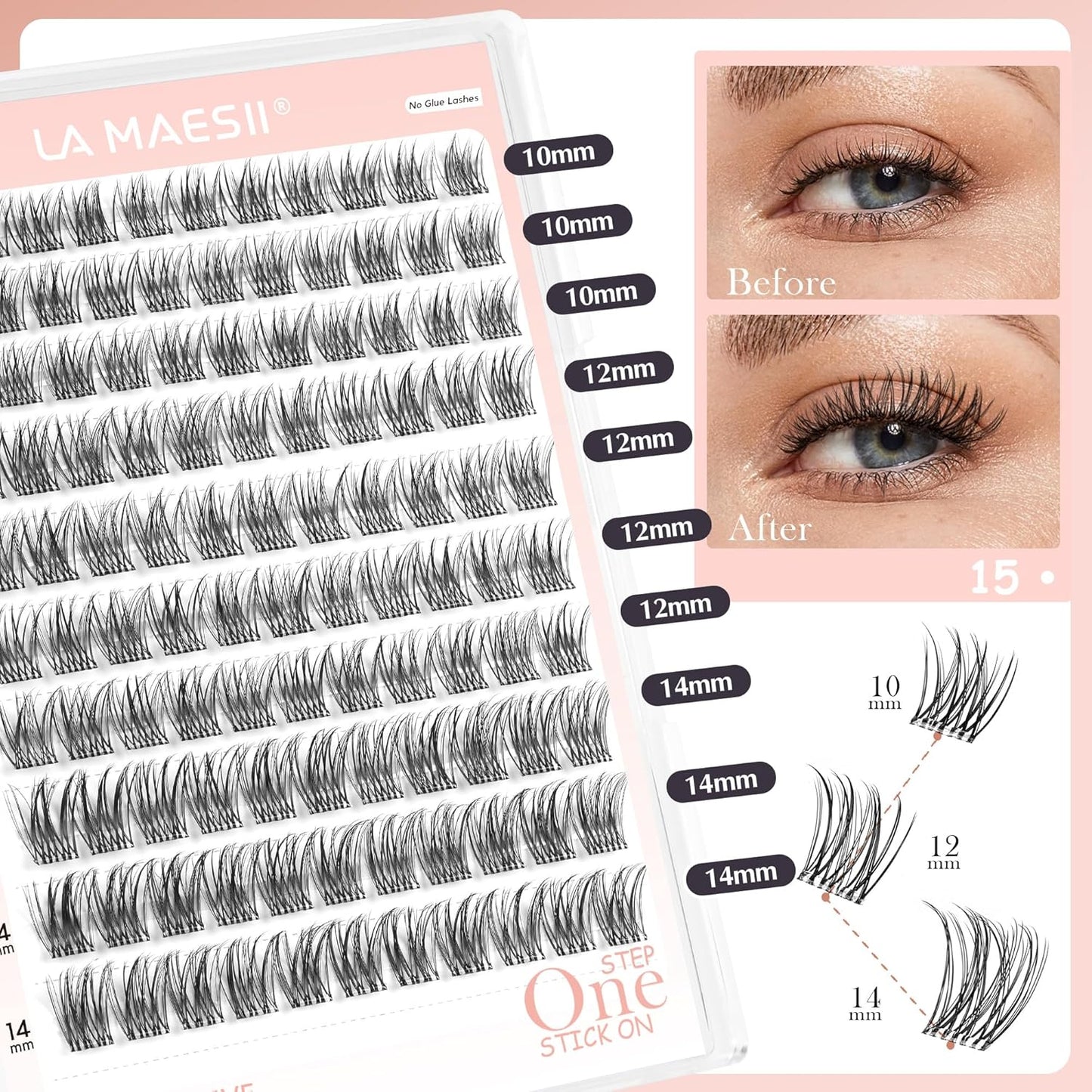 Self Adhesive Eyelashes, 120Pcs Clear Band Lash Clusters, Natural Pre-Glued Eyelash Clusters, No Glue Needed Press On Invisible Band Resuable Eyelashes(SC133)