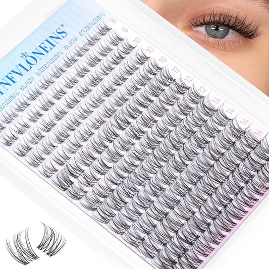 Wispy Lash Clusters Natural Eyelash Clusters Clear Band Cluster Eyelash Extensions CC-Curly Individual Lashes Clusters 8-16MM Lash Extension DIY Cluster Eyelashes Pack by TNFVLONEINS