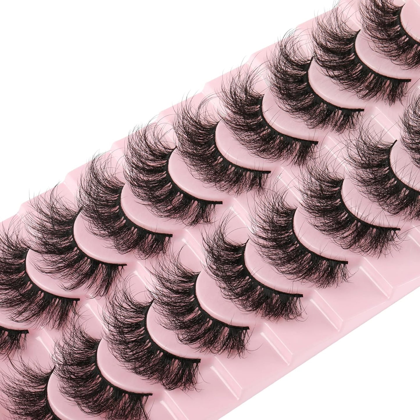 FANXITON Mink Lashes False Eyelashes Dramatic Full Mink Lashes Wispy 19 MM Natural Look 3D Fake Eyelashes 10 Pairs Pack