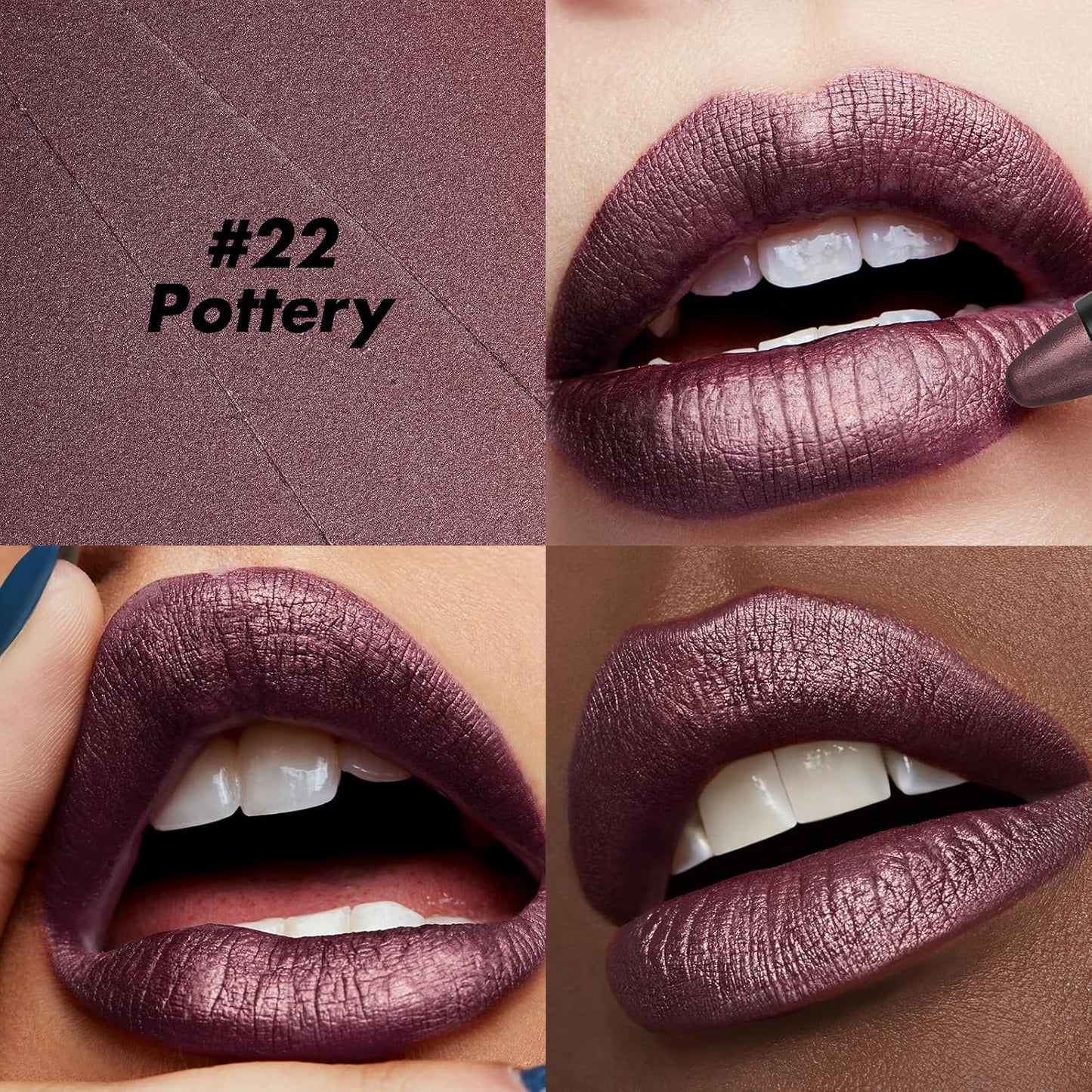 FOCALLURE Ultra Chic Metallic Lipstick,Rich Vitamin E Lip Crayon,Lightweight Shinning Color without Drying or Fading,Long Lasting Lips Makeup,#22 Pottery