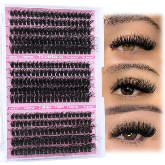 Volume Lash Extension Mink Thick Cluster Eyelash Extensions 10-18mm Lash Clusters Individual Lash Extensions DIY Clusters Lashes Extension at Home by Focipeysa (300pcs-70P+80P+90P 10-18mm)