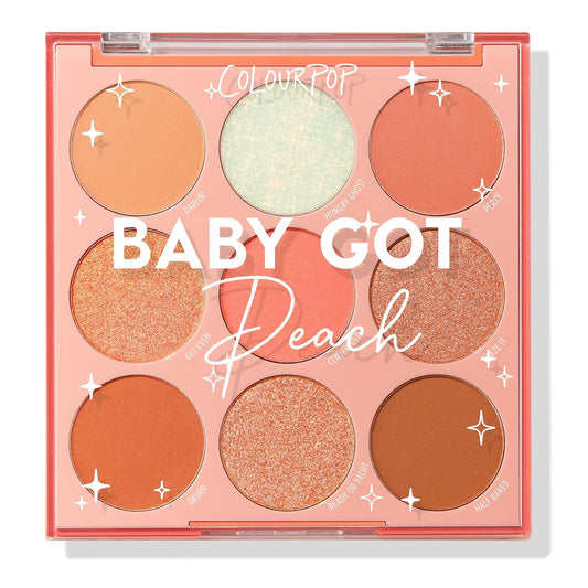 ColourPop Baby Got Peach Eyeshadow Palette - Orange & Coral Shadows with Metallic, Matte and Glitter Finishes - High-Pigment Eye Makeup with a Long-Wearing Formula (0.3 oz)