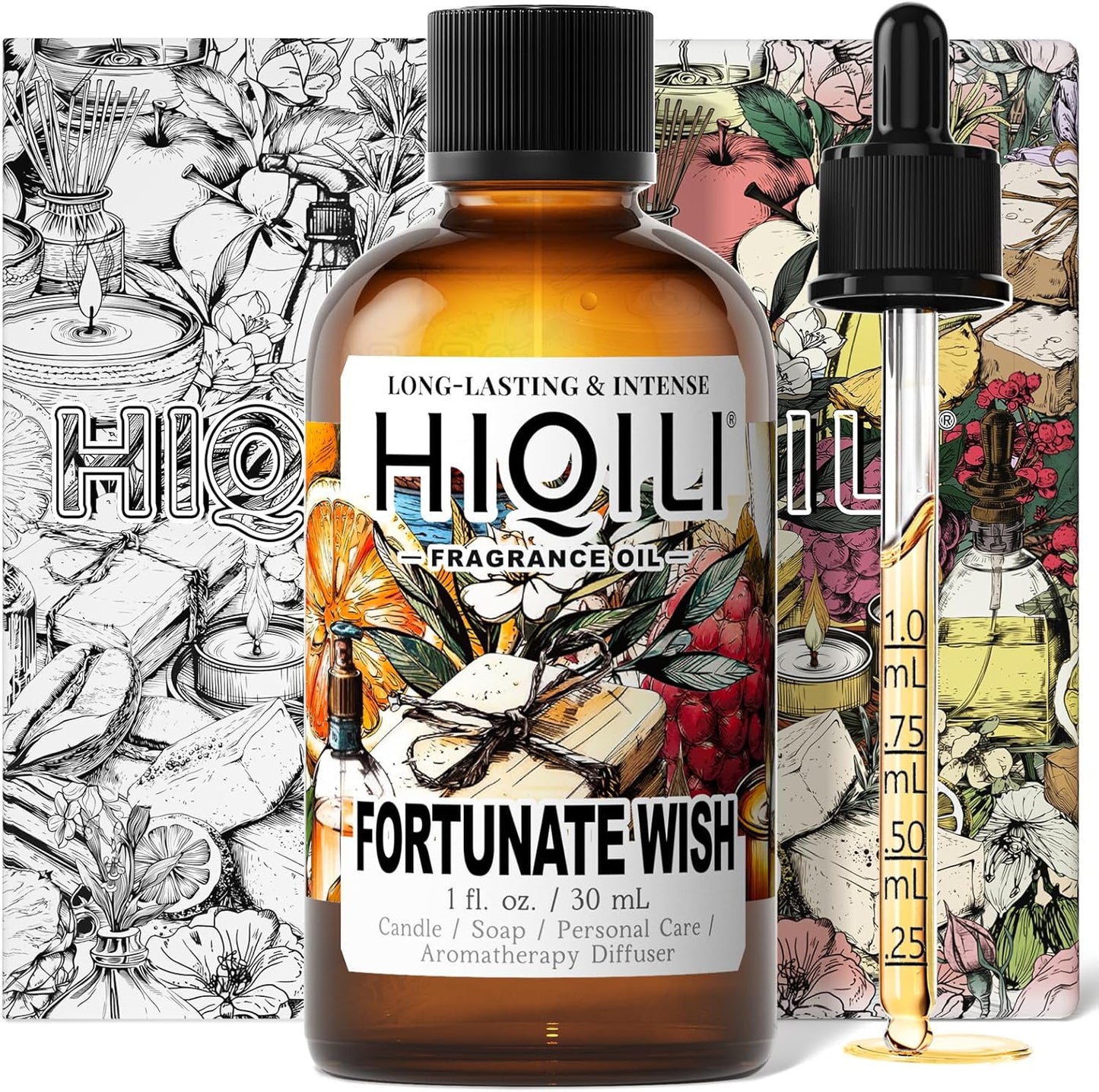 HIQILI Fortunate Wish Fragrance Oil for Diffusers & Candle Making, Inspired by A.na Su Luck-Wish, Skin Safe Scented Oil for Soap, Laundry, Vegan, Long Lasting - 1 Fl Oz