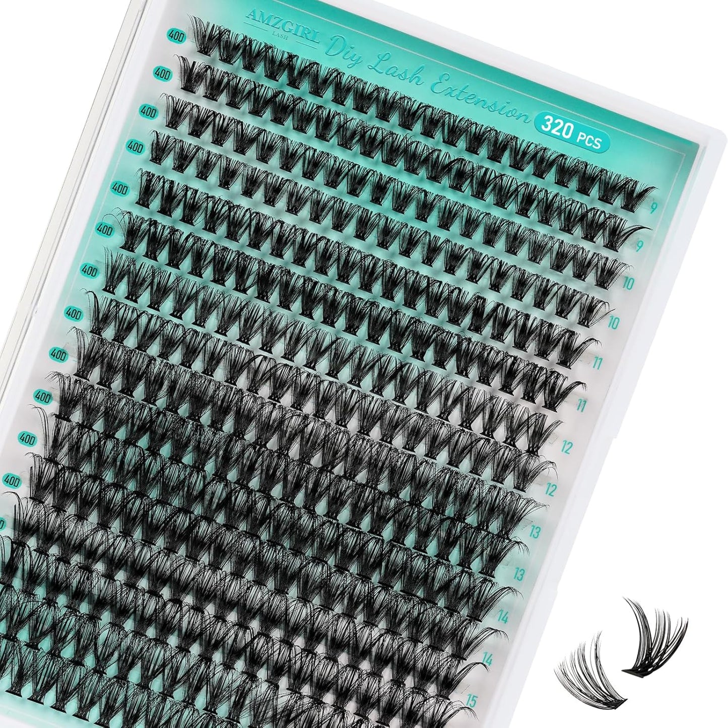 Lash Clusters Wispy 320PCS Eyelash Extension 40D Cluster Lashes Individual Lashes DIY Lash Extension Natural Look Cluster Eyelash Extensions Soft False Eyelashes at Home for Beginners(D-Mix9-16mm)