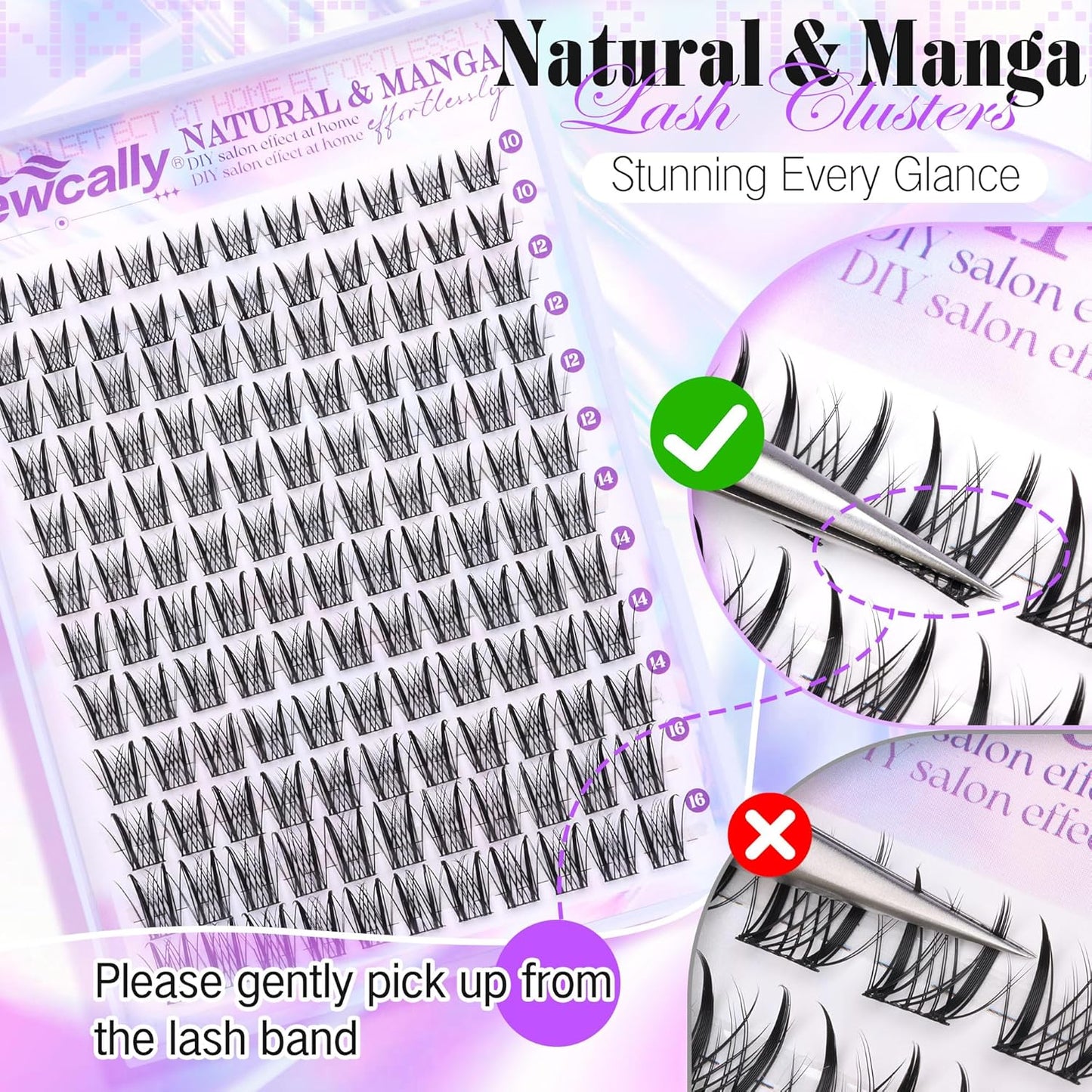 Lash Clusters Manga Lash Extension Natural Wispy Eyelash Clusters Eyelash Extension C-curly Individual Lashes 10-16MM Cluster Lashes by Newcally