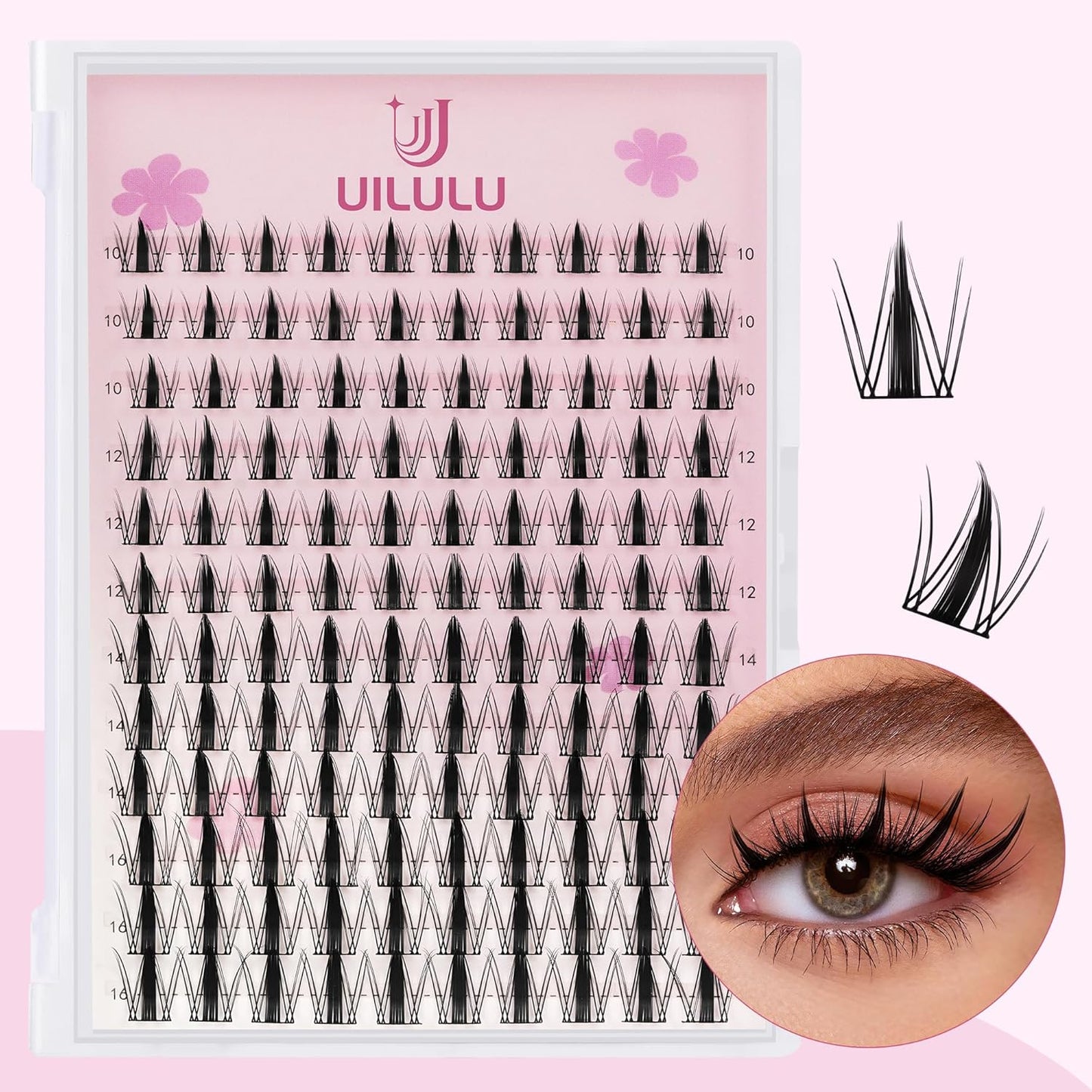 Lash Clusters kit 10-16mm DIY Lash Extension Kit 120 D Curl Manga Lash Clusters 0.07D Wispy Individual Lashes Clusters False Eyelashes Eye Lash Kits At Home Lash Extensions Kit U07 Kit