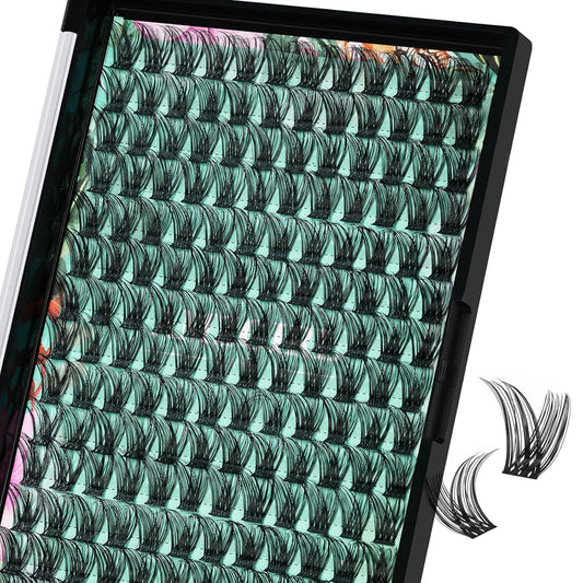 Lash Clusters Wet Look 168Pcs Eyelash Cluster Ultra-Thin Lash Band Eyelashes Extensions Spiky Anime Wide Span Lashes(Hollyhock,D-12mm)