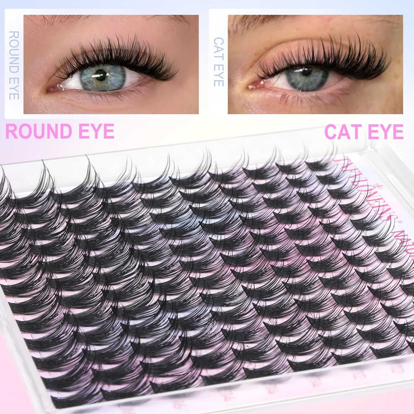 TNFVLONEINS Eyelash Clusters Wispy Cluster Eyelash Extensions Natural Lash Clusters C Curl Individual Lashes Fluffy Eye Lash Clusters Soft Lash Extension Fake Eyelashes